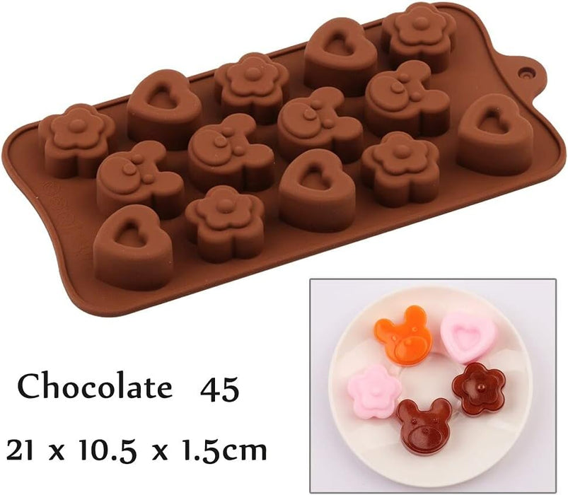 Esslly 14-Piece Heart and Teddy Shaped Chocolate Mould – BPA-Free, Non-Stick