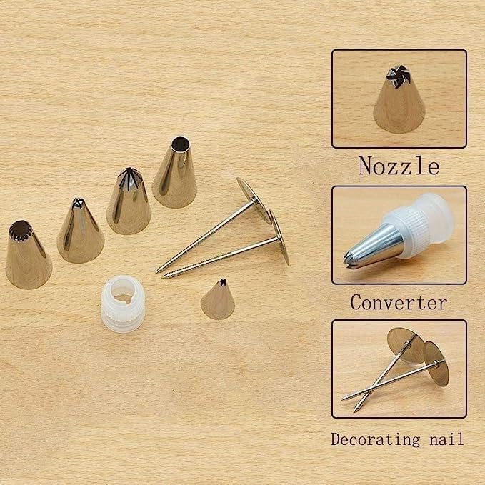 Esslly Set of 26 Steel Nozzles | Icing Tips for Cake Decoration