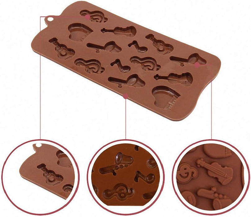 Esslly 14-Piece Music Item Shaped Chocolate Mould – BPA-Free, Non-Stick Silicone