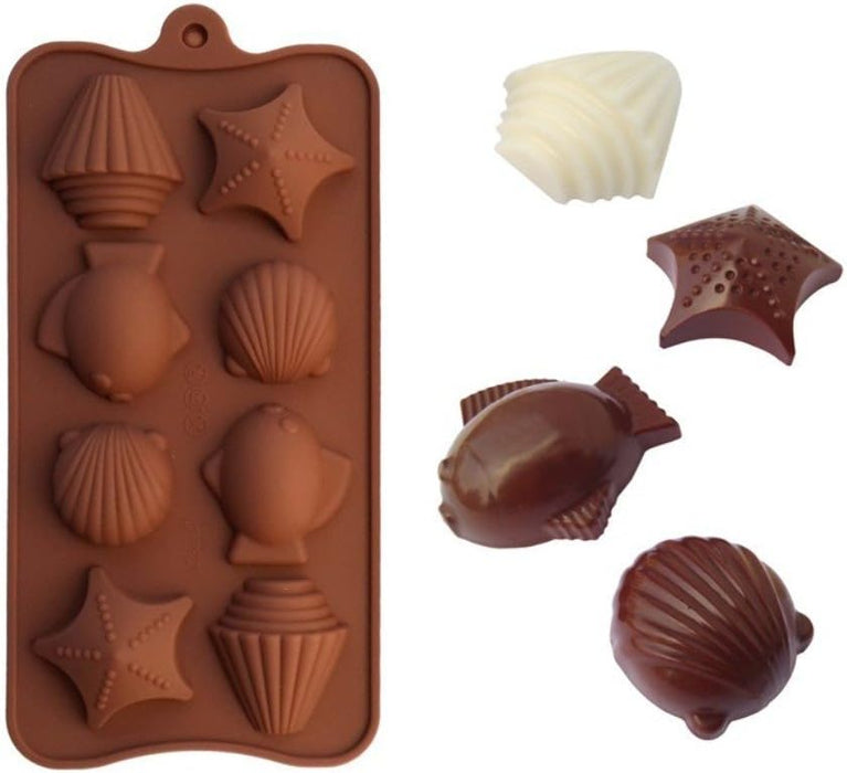 8 Cavity Sea and Beach Theme Silicone Mould | Sea Items Shaped Chocolate Mould