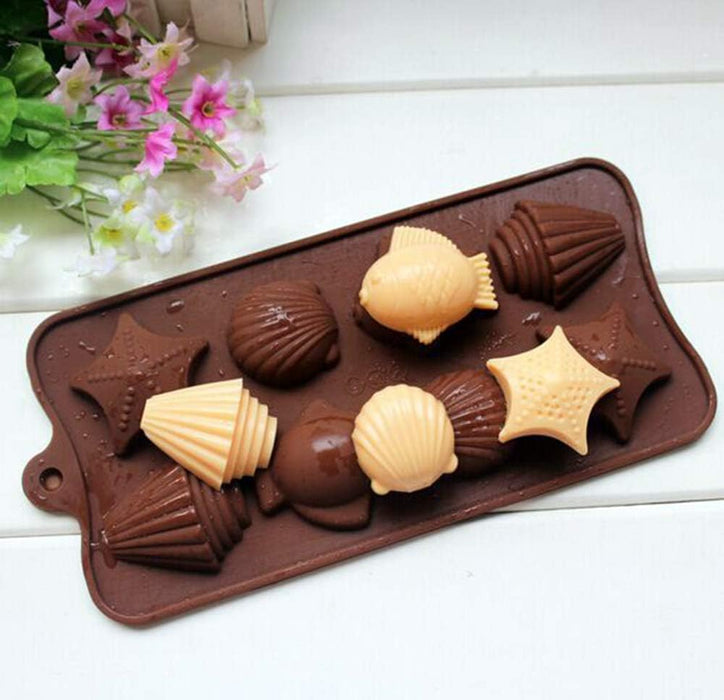 8 Cavity Sea and Beach Theme Silicone Mould | Sea Items Shaped Chocolate Mould