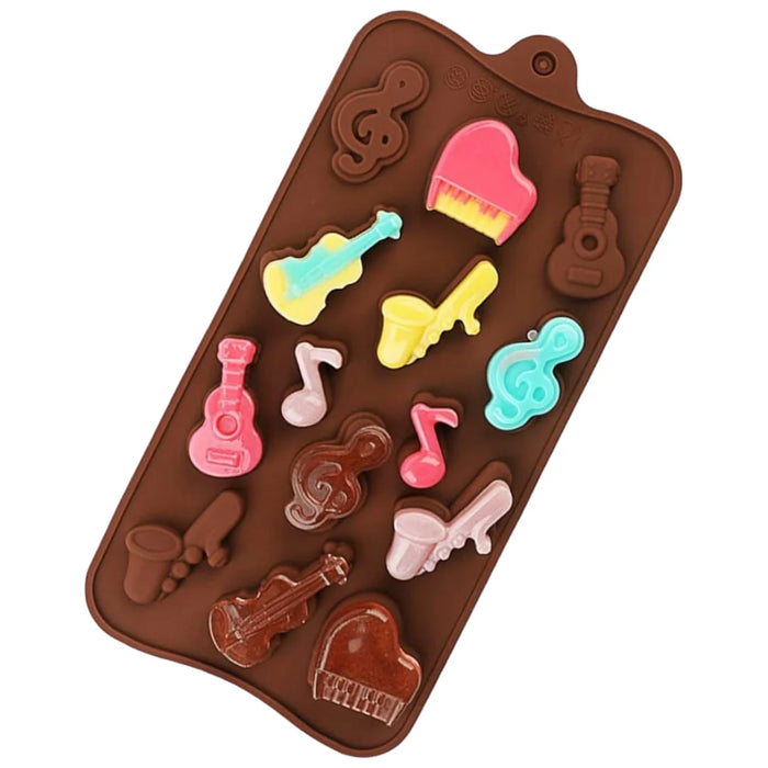 Esslly 14-Piece Music Item Shaped Chocolate Mould – BPA-Free, Non-Stick Silicone