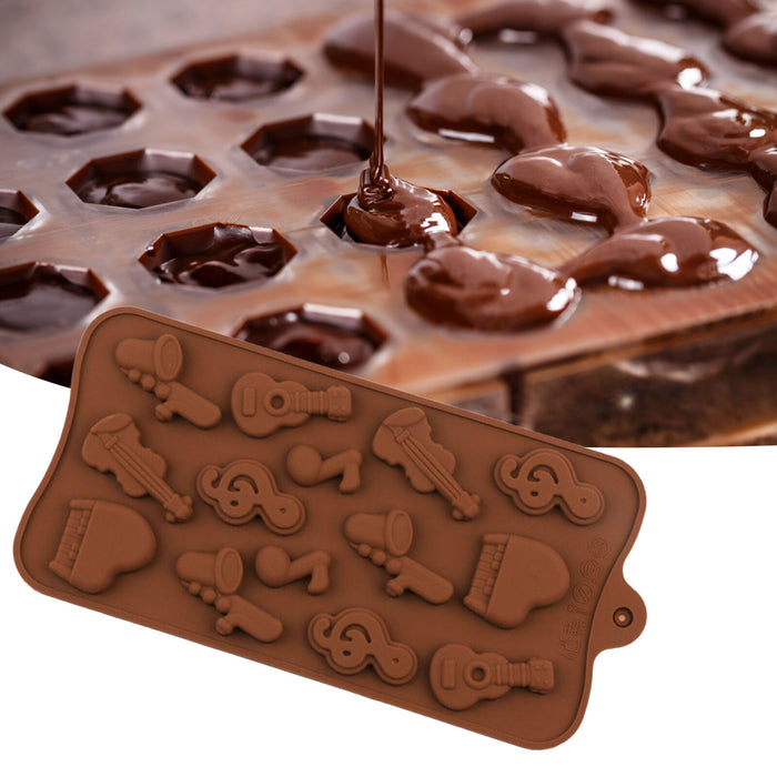 Esslly 14-Piece Music Item Shaped Chocolate Mould – BPA-Free, Non-Stick Silicone