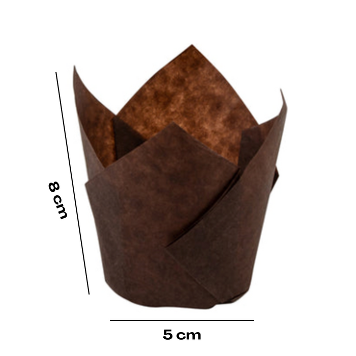 Fairnull 100Pcs Muffin Cup Stripe Tulip Shape Oil Proof Paper